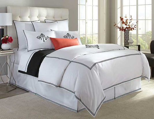 Madison by Home Treasures | The Modern Hotel Bed | Sleek & Elegant Satin Stitch, Handcrafted in the USA