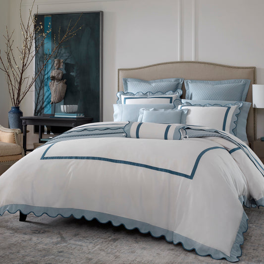 Portofino by Home Treasures| Wave-like Scalloped Appliqué Finish, Handcrafted in the USA