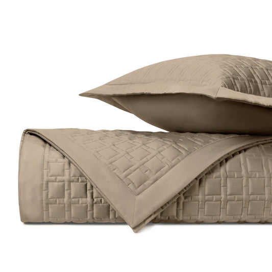 Square Quilted Coverlet Set in Royal Sateen by Home Treasures | Made in the USA of the finest Italian fabrics